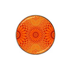 Lotus Fractal Flower Orange Yellow Hat Clip Ball Marker by EDDArt