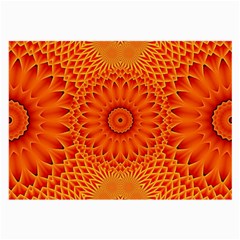 Lotus Fractal Flower Orange Yellow Large Glasses Cloth by EDDArt