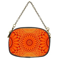 Lotus Fractal Flower Orange Yellow Chain Purses (two Sides)  by EDDArt