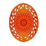 Lotus Fractal Flower Orange Yellow Ornament (Oval Filigree)  Front