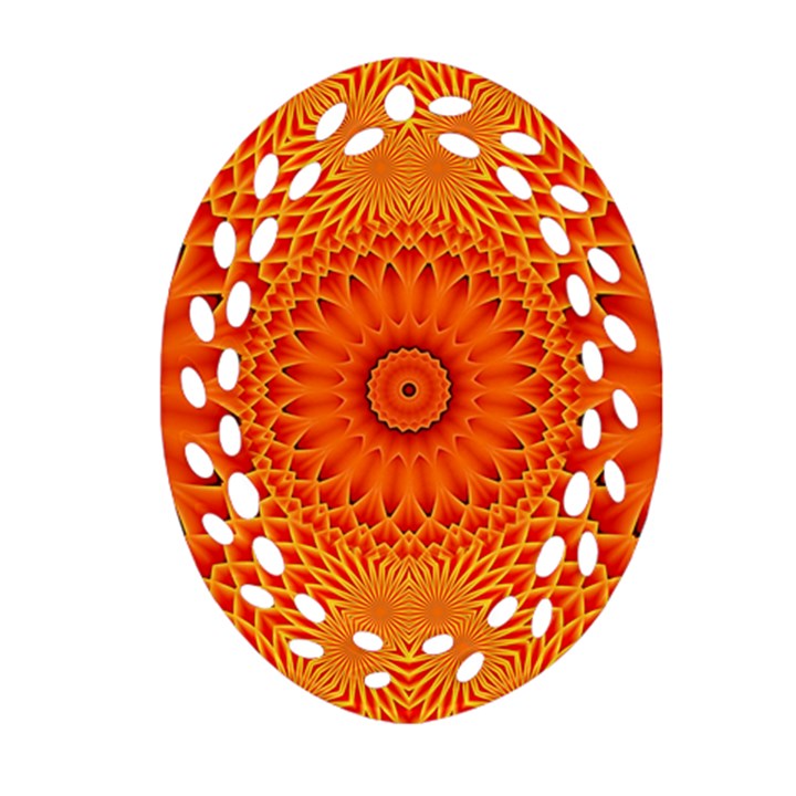 Lotus Fractal Flower Orange Yellow Ornament (Oval Filigree) 