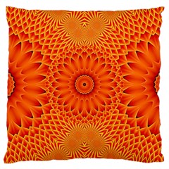 Lotus Fractal Flower Orange Yellow Large Cushion Case (one Side) by EDDArt