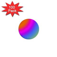 Radial Gradients Red Orange Pink Blue Green 1  Mini Buttons (100 Pack)  by EDDArt