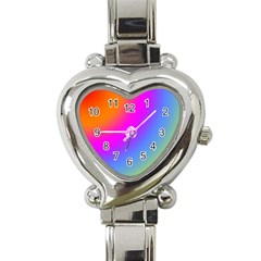 Radial Gradients Red Orange Pink Blue Green Heart Italian Charm Watch by EDDArt