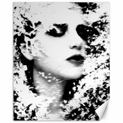 Romantic Dreaming Girl Grunge Black White Canvas 11  X 14   by EDDArt