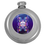 Día De Los Muertos Skull Ornaments Multicolored Round Hip Flask (5 oz) Front