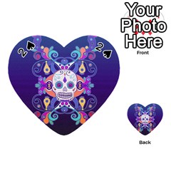 Día De Los Muertos Skull Ornaments Multicolored Playing Cards 54 (heart)  by EDDArt