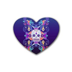 Día De Los Muertos Skull Ornaments Multicolored Heart Coaster (4 Pack)  by EDDArt