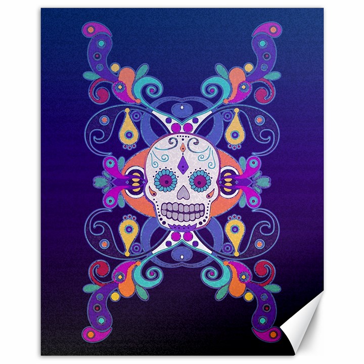 Día De Los Muertos Skull Ornaments Multicolored Canvas 11  x 14  
