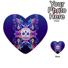 Día De Los Muertos Skull Ornaments Multicolored Multi-purpose Cards (heart)  by EDDArt