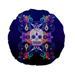 Día De Los Muertos Skull Ornaments Multicolored Standard 15  Premium Round Cushions Front