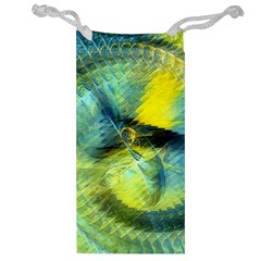 Light Blue Yellow Abstract Fractal Jewelry Bags by designworld65