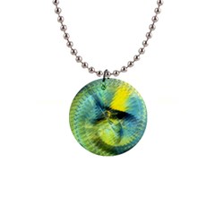 Light Blue Yellow Abstract Fractal Button Necklaces by designworld65