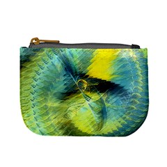 Light Blue Yellow Abstract Fractal Mini Coin Purses by designworld65