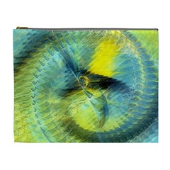 Light Blue Yellow Abstract Fractal Cosmetic Bag (xl) by designworld65