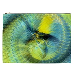 Light Blue Yellow Abstract Fractal Cosmetic Bag (xxl)  by designworld65