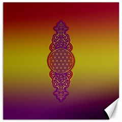 Flower Of Life Vintage Gold Ornaments Red Purple Olive Canvas 12  X 12   by EDDArt