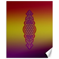 Flower Of Life Vintage Gold Ornaments Red Purple Olive Canvas 11  X 14   by EDDArt