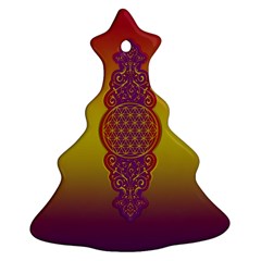 Flower Of Life Vintage Gold Ornaments Red Purple Olive Christmas Tree Ornament (2 Sides) by EDDArt