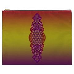 Flower Of Life Vintage Gold Ornaments Red Purple Olive Cosmetic Bag (xxxl)  by EDDArt
