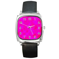 Simple Pink Square Metal Watch by Valentinaart