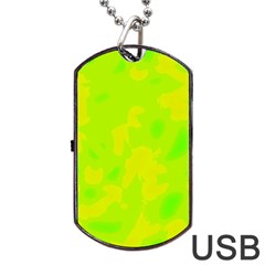 Simple yellow and green Dog Tag USB Flash (Two Sides) 