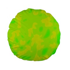 Simple yellow and green Standard 15  Premium Flano Round Cushions