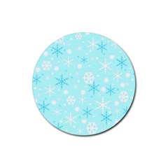 Blue Xmas Pattern Rubber Coaster (round)  by Valentinaart