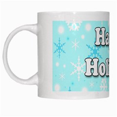 Happy Holidays Blue Pattern White Mugs by Valentinaart