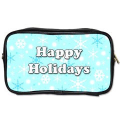 Happy Holidays Blue Pattern Toiletries Bags by Valentinaart