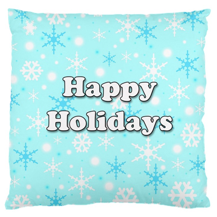 Happy holidays blue pattern Large Cushion Case (Two Sides)