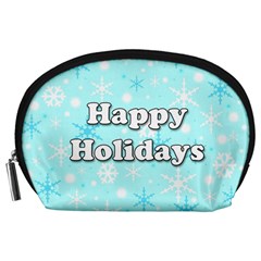 Happy Holidays Blue Pattern Accessory Pouches (large)  by Valentinaart