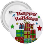 Happy Holidays - gifts and stars 3  Buttons Front