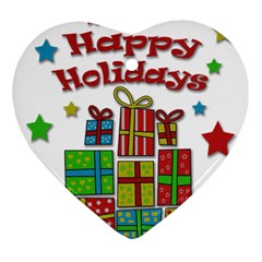 Happy Holidays - Gifts And Stars Ornament (heart)  by Valentinaart