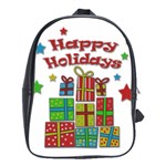 Happy Holidays - gifts and stars School Bags(Large)  Front