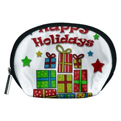 Happy Holidays - Gifts And Stars Accessory Pouches (medium)  by Valentinaart