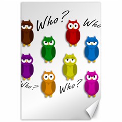 Cute Owls - Who? Canvas 20  X 30   by Valentinaart