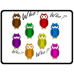 Cute Owls - Who? Double Sided Fleece Blanket (large)  by Valentinaart