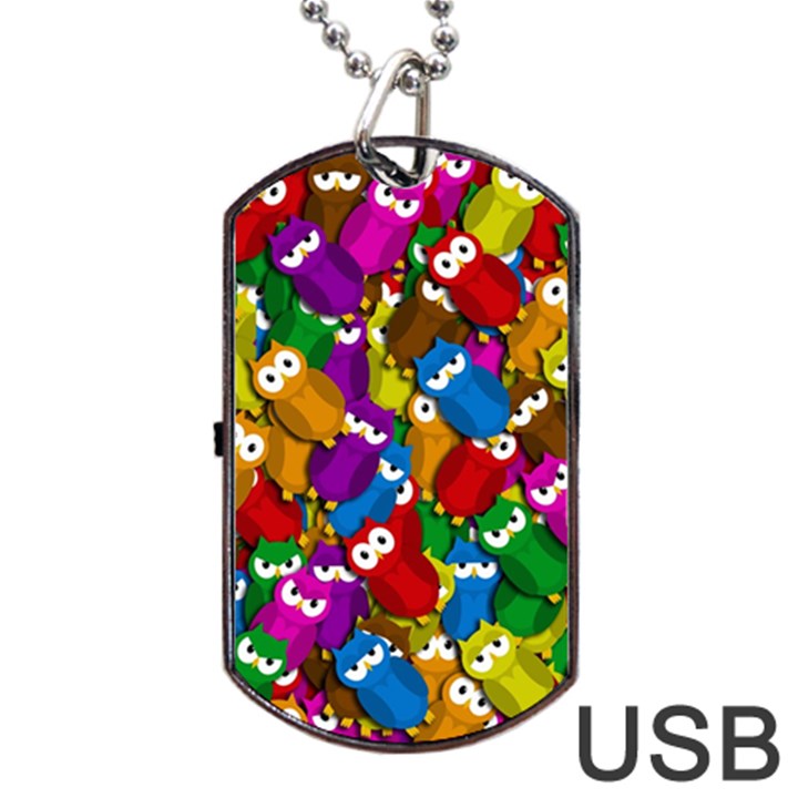 Cute owls mess Dog Tag USB Flash (Two Sides) 