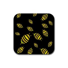 Decorative Bees Rubber Coaster (square)  by Valentinaart