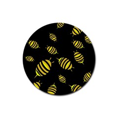 Decorative Bees Rubber Round Coaster (4 Pack)  by Valentinaart