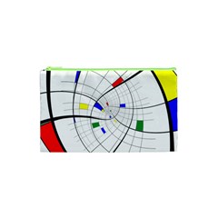 Swirl Grid With Colors Red Blue Green Yellow Spiral Cosmetic Bag (xs) by designworld65