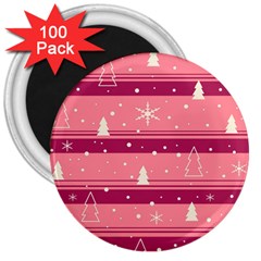 Pink Xmas 3  Magnets (100 Pack) by Valentinaart