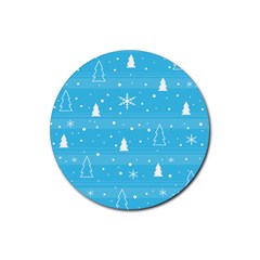 Blue Xmas Rubber Coaster (round)  by Valentinaart