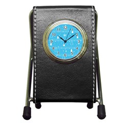 Blue Xmas Pen Holder Desk Clocks by Valentinaart