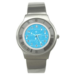 Blue Xmas Stainless Steel Watch by Valentinaart