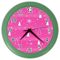 Magenta Xmas Color Wall Clocks by Valentinaart