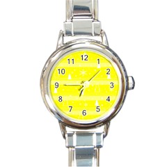 Yellow Xmas Round Italian Charm Watch by Valentinaart