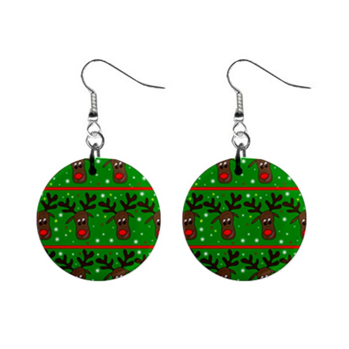 Reindeer pattern Mini Button Earrings