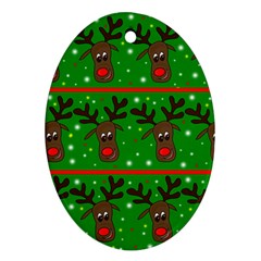 Reindeer Pattern Oval Ornament (two Sides) by Valentinaart